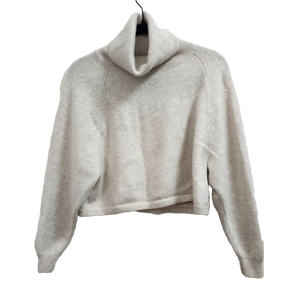 Aritzia Wilfred Free 100% Cashemir Cropped Turtleneck Sweater Oat Beige M - Picture 2 of 12